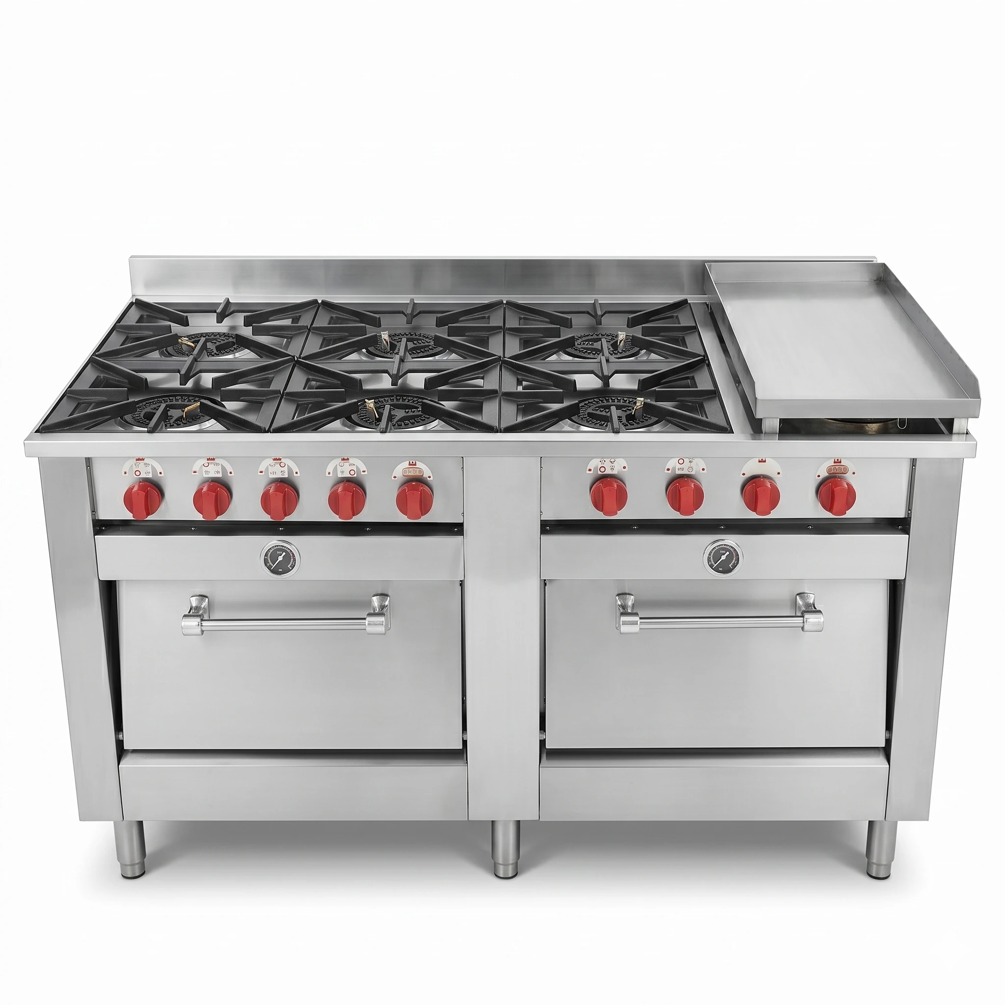Cocina industrial 8 platos con hornos acero inoxidable Bravoinox