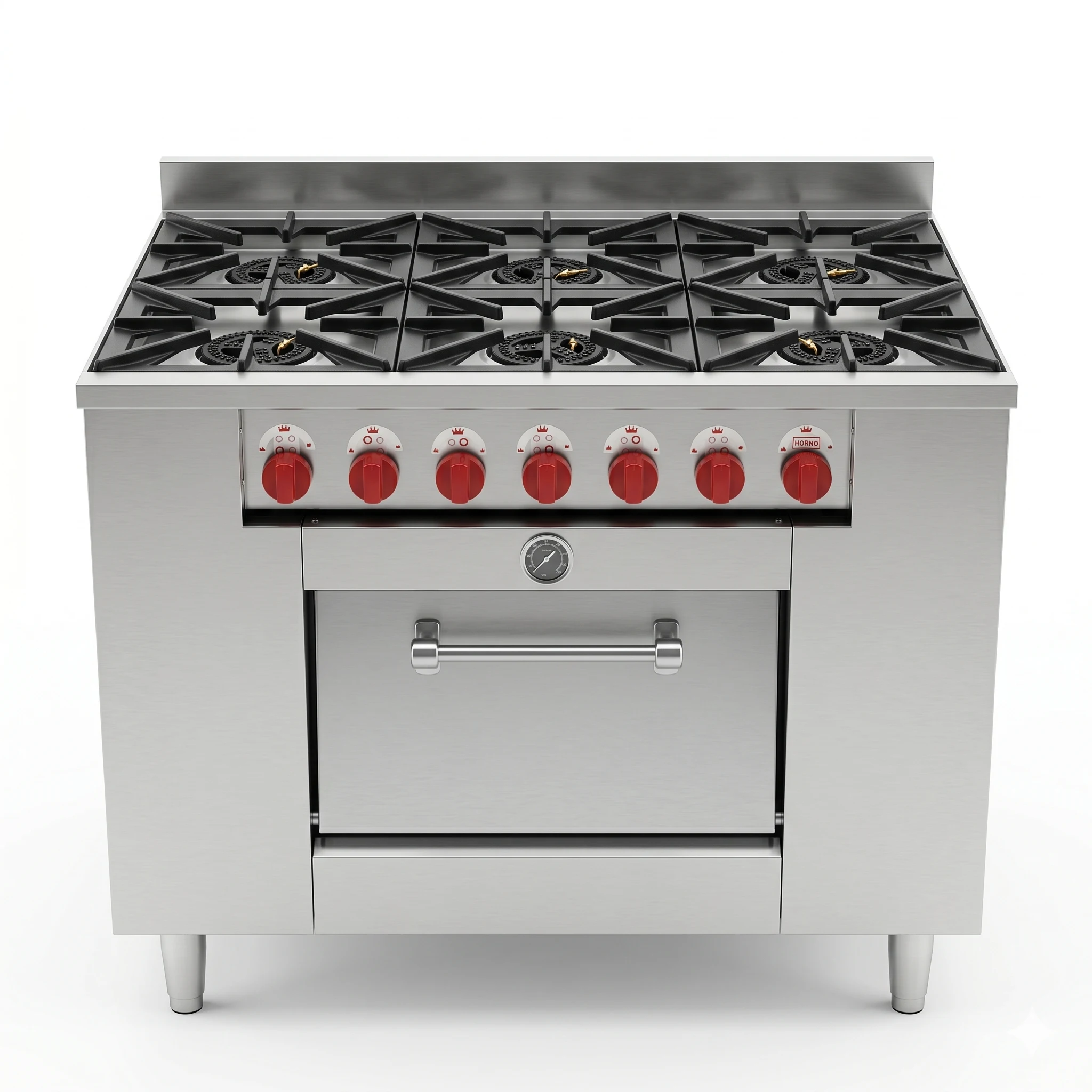 Cocina industrial 6 platos con horno acero inoxidable Bravoinox