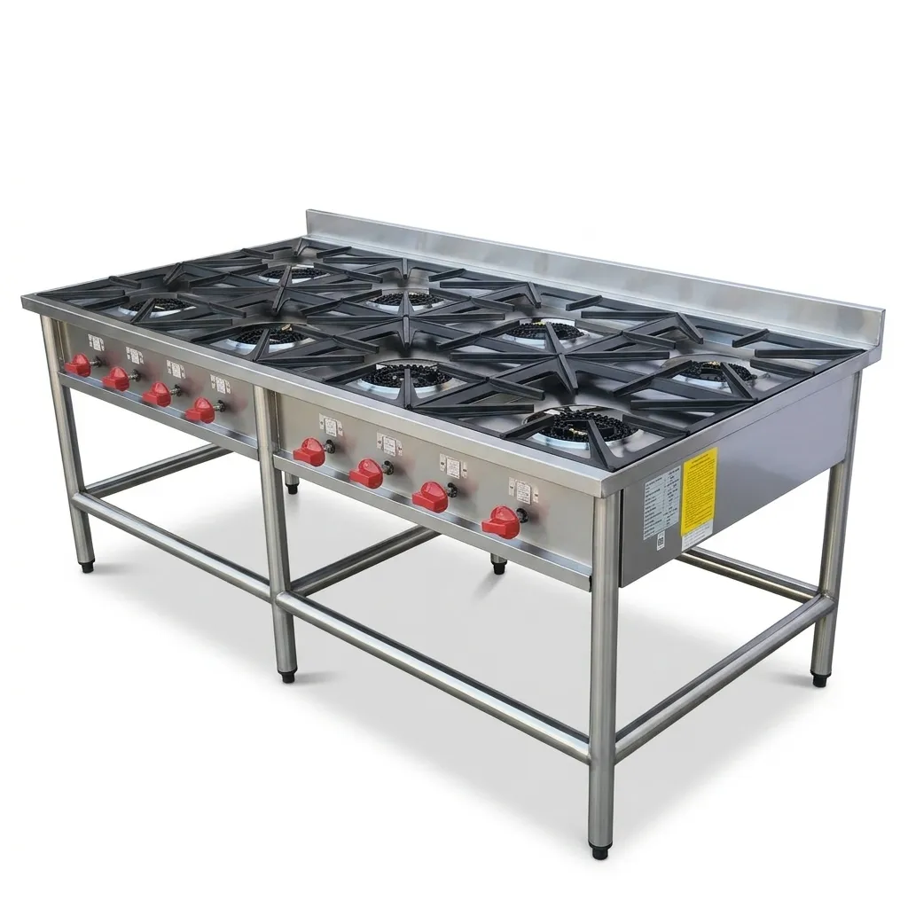 Anafe industrial 8 platos acero inoxidable Bravoinox