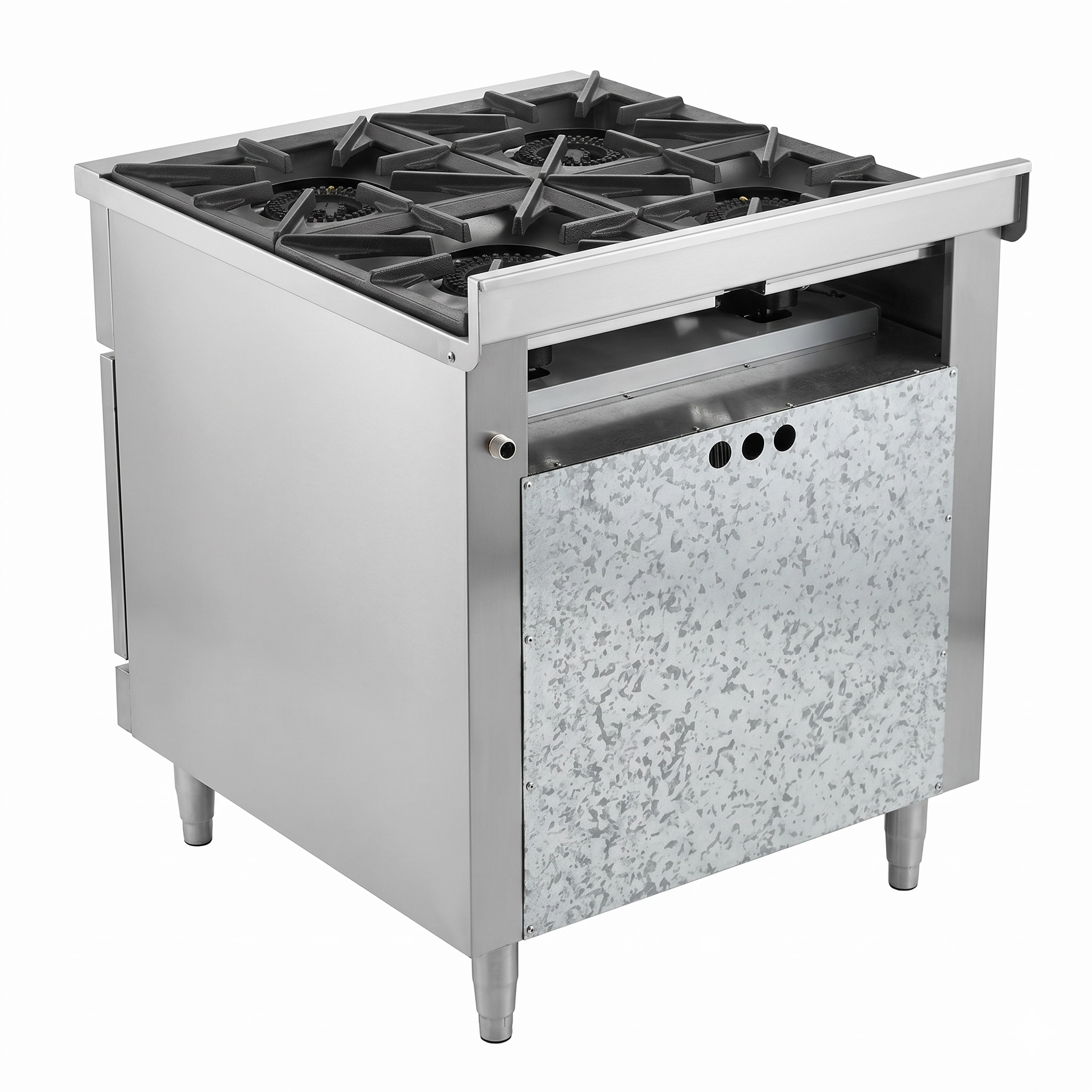 Cocina industrial 4 platos con horno acero inoxidable Bravoinox