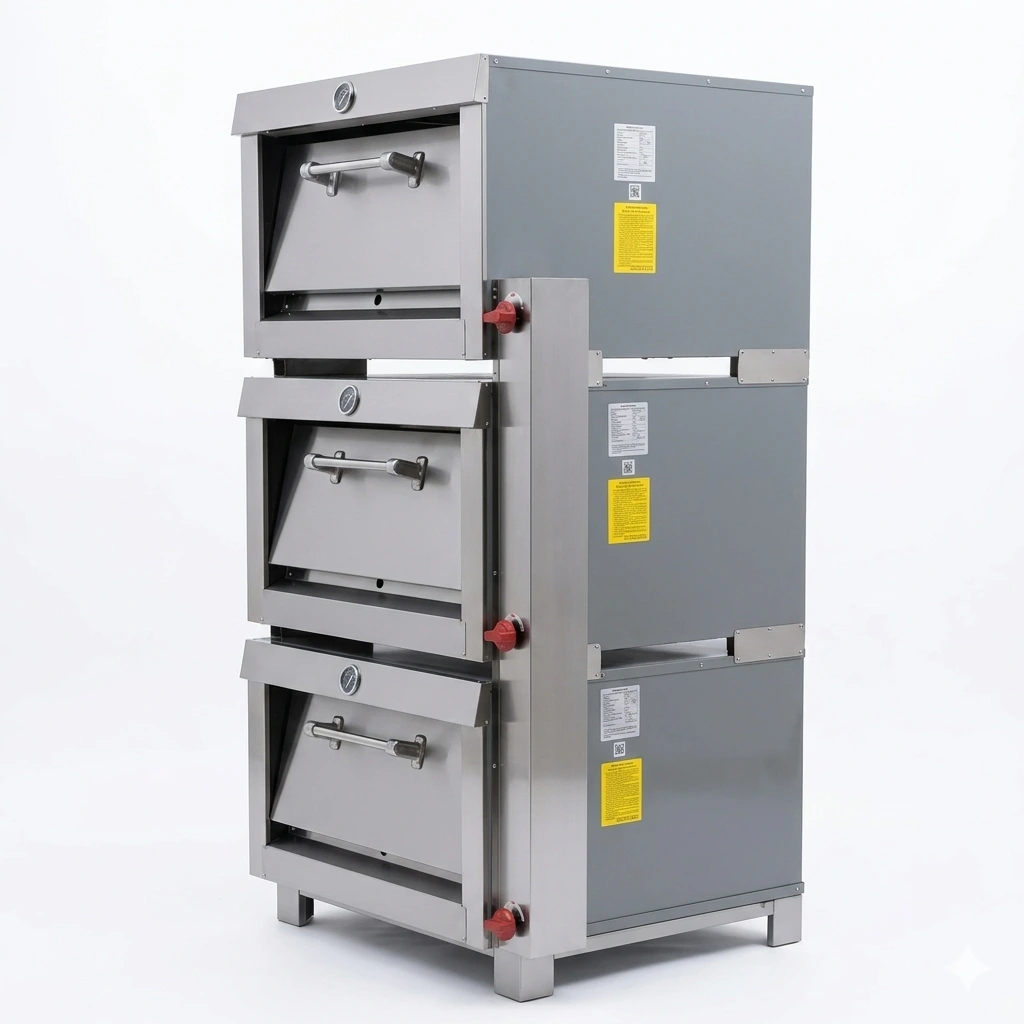 Horno industrial 3 cámaras enlozadas 65x65 acero inoxidable Bravoinox